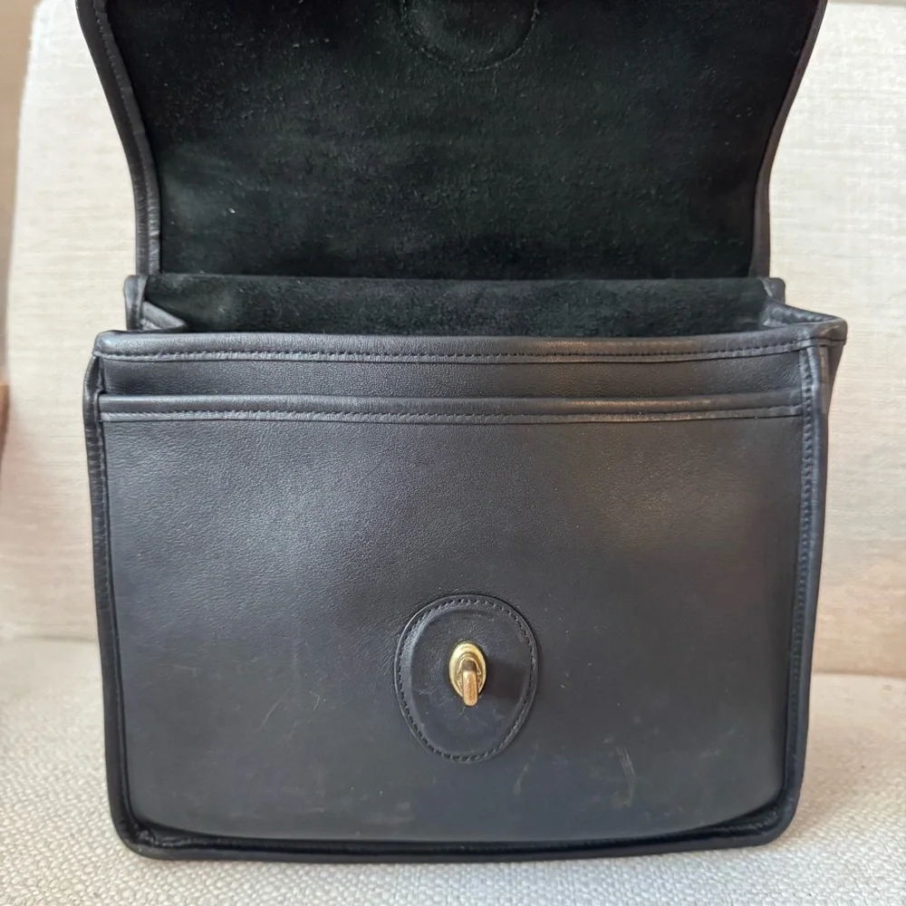 Vintage Coach Willis Bag Black Leather Crossbody Top Handle 9927 - Picture 6 of 9
